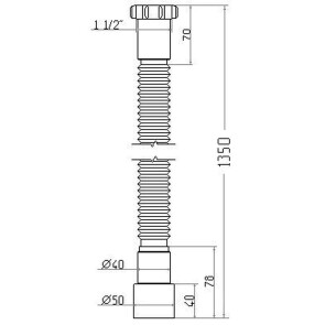 Гнучка труба Waterstal АС-10132 1 1/2" х 40/50 з гайкою, 1350мм №2