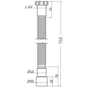 Гнучка труба Waterstal АС-1015 1 1/4"х40/50 з гайкою, 750мм №2