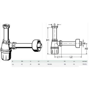 Сифон для раковини VIEGA 1 1/2"х1 1/2" пластик білий бутил. б/г №2