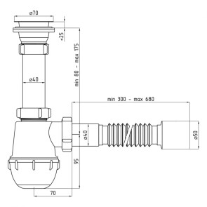 Сифон для кухонної мийки ANIplast 1 1/2''х40 мм з різьбовим випуском A0115EU №2