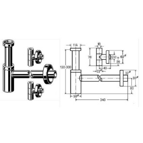 Сифон в комплектi Eleganta Set VIEGA 1 1/4" метал. хром №3