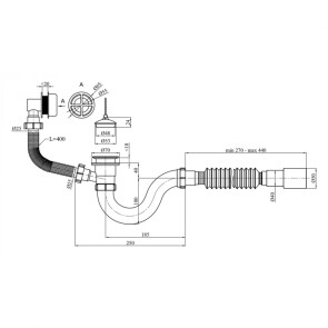 Сифон для ванни Kroner KRP - BS01 1 1/2"х40/50 з переливом, прямоточний №2