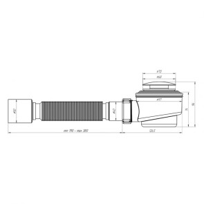 Сифон для душового піддона ANIplast 1 1/2"х90 мм з системою Сlick-Сlack з гнучкою трубою 40х40/50 E415CLGSEU №2