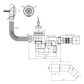 Сифон для ванной ANIplast 1 1/2" х 50 мм, с ревизией Е256EU №2