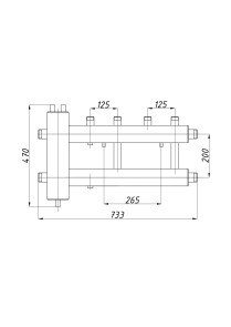 Колектор з гідрострілкою сталевий Termojet з комплектом кріплень КГС22В.125 (200)(з ізоляцією) №2