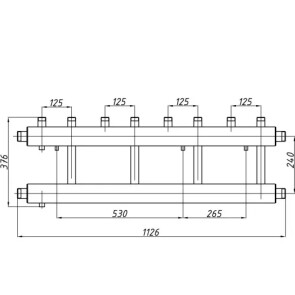 Коллектор стальной Termojet с комплектом креплений выходы вверх К42В.125(240) №2