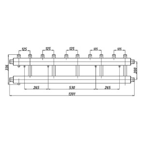 Коллектор стальной Termojet с комплектом креплений выходы вверх К42В.125(200) №2