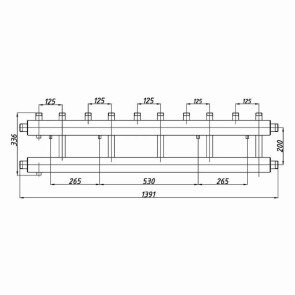 Коллектор стальной Termojet с комплектом креплений выходы вверх К52В.125(200) №2