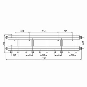 Коллектор стальной Termojet с комплектом креплений выходы вниз К52Н.125(200) №2