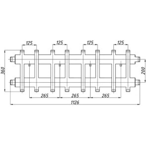 Коллектор стальной Termojet с комплектом креплений выходы вверх и вниз К42ВН.125(200)(с изоляцией) №2