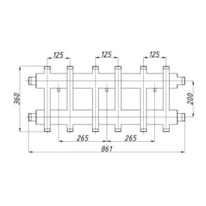 Коллектор стальной Termojet с комплектом креплений выходы вверх и вниз К62ВН.125(200) №2