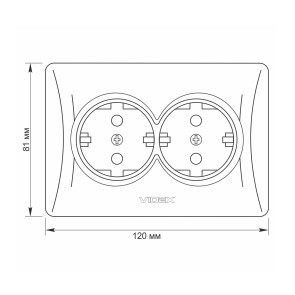 Розетка подвійна із заземленням срібний шовк VIDEX BINERA №4
