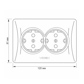Розетка подвійна із заземленням кремова VIDEX BINERA №5