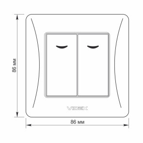 Выключатель двухклавишный с подсветкой белый VIDEX BINERA №5