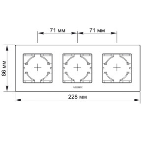 Рамка черное стекло на 3 места горизонтальная VIDEX BINERA №3