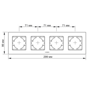 Рамка срібний алюміній на 4 місця горизонтальна VIDEX BINERA №3