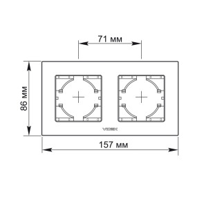 Рамка медный алюминий на 2 места горизонтальная VIDEX BINERA №3