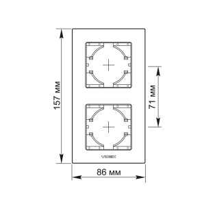 Рамка медный алюминий на 2 места вертикальная VIDEX BINERA №3