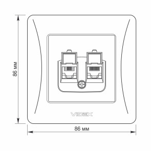 Розетка CAT6+CAT3 двойная серебряный шелк VIDEX BINERA №5