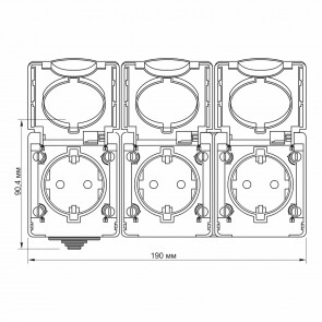 IP65 Розетка зовнішня потрійна із заземленням сіра VIDEX BINERA №4