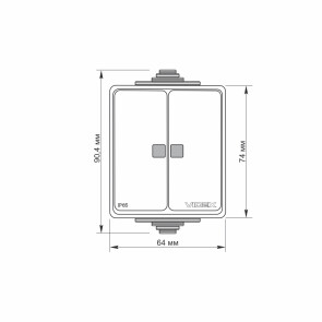 IP65 Выключатель наружный двухклавишный с подсветкой серый VIDEX BINERA №4