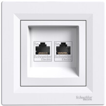 Розетка комп'ютерна, RJ45, кат.5е, UTP, подвійна, Біла, Asfora EPH4400121