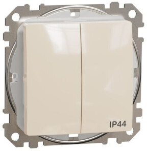 Двухклавишный выключатель IP44, 10А-250В, Бежевый, Sedna Design SDD212105 №1