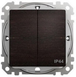 Двухклавишный выключатель IP44, 10А-250В, Венге, Sedna Design SDD281105 №1