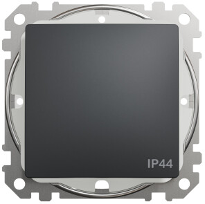 Одноклавишный проходной переключатель IP44, 10А-250В, Черный, Sedna Design SDD214106 №1