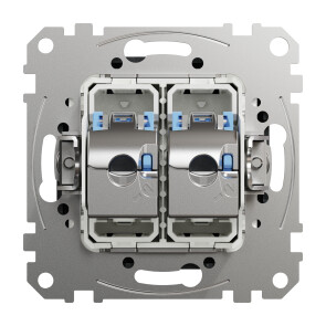 Комп'ютерна розетка подвійна RJ45, кат. 6, экр. STP, Чорний, Sedna Design SDD114462S №2