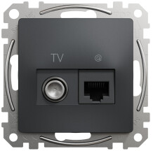 Комп'ютерна розетка RJ45+TV, кат. 6, неекр. UTP, Чорний, Sedna Design SDD114469T