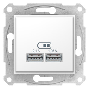 Розетка USB двойная, Белый, Sedna SDN2710221 №1