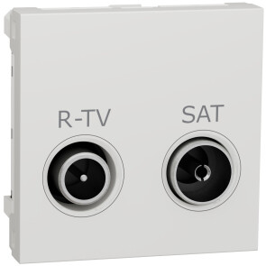 Розетка R-TV/SAT оконечная, 2 модуля, белый, Unica NEW NU345518 №1