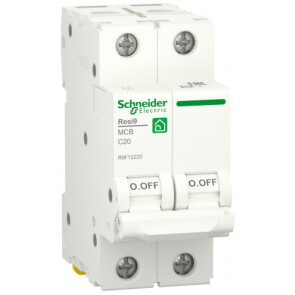 Автоматичний вимикач 6kA 2P 20A C, Resi9 Schneider Electric R9F12220 №1