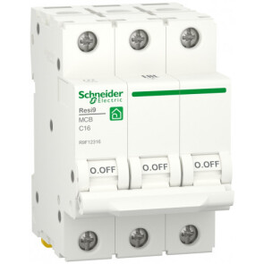 Автоматичний вимикач 6kA 3P 16A C, Resi9 Schneider Electric R9F12316 №1