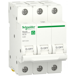 Автоматичний вимикач 6kA 3P 20A C, Resi9 Schneider Electric R9F12320 №1