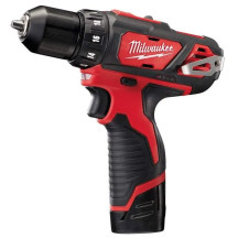 Дриль-шурупокрут акумуляторний MILWAUKEE, M12 BDD-202C, 30Нм (+ зар.пристр, 2 акум.X 2Аг, кейс) (акція)