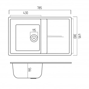 Гранітна мийка для кухні PLATINUM 7950 SELENA матова Чорна №2