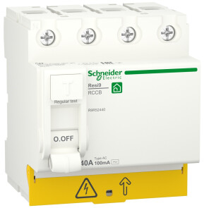 Пристрій захисного відключення 4P 40A 100mA АС, Resi9 Schneider Electric R9R52440 №1