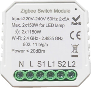 Умный выключатель Tervix Pro Line ZigBee Switch (2 клавиши) №1