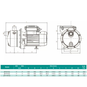 Відцентровий насос SHIMGE JET751G2 (0.75 кВт, Нmax 44 м, Qmax 75 л/хв) №4